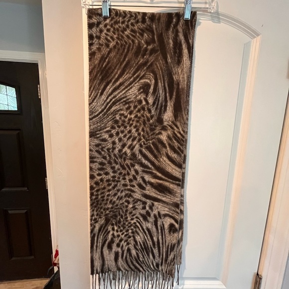 Animal Print Scarf with Fringe - Picture 1 of 5